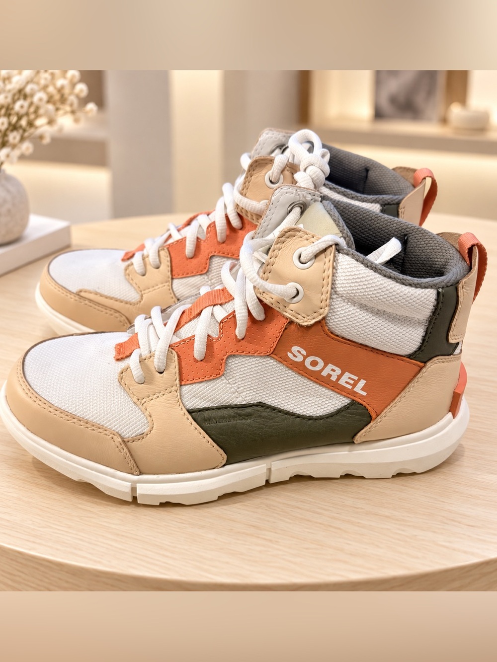 Sorel Explorer II Sneaker Mid Waterproof Boots - Coral/Cream/Sage - Size 7